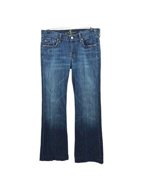 7 For All Mankind Dojo Jeans Size 29 Dark Wash Wide Leg Flare Denim Trouser Luxe